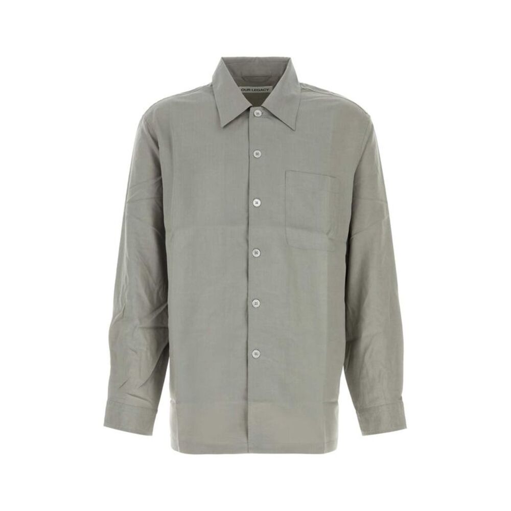 Our Legacy Men Grey Lyocell Shirt